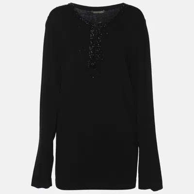 424 Marina Rinaldi Black Jersey Beads Embellished Tops