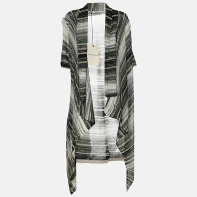 424 Marina Rinaldi Multicolor Stripe Stretch Lurex Knit Cardigan