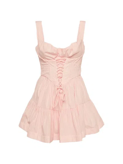 Pre-owned 424 Matilda Lace-up Mini Dress In Pink