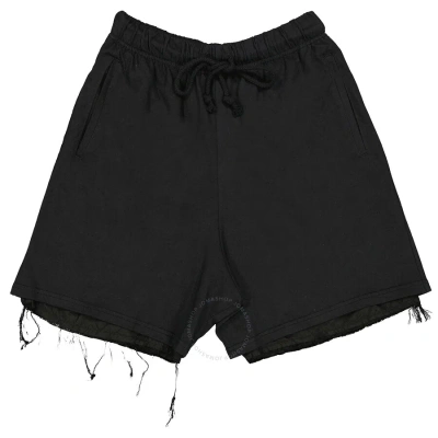 424 Men's Black Double Layer Cotton Shorts