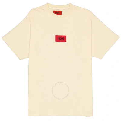 424 Men's Box Logo Embroidered T-shirt In Cream