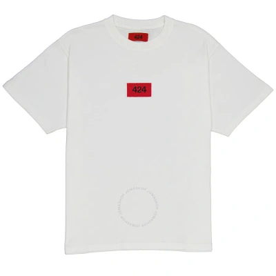 424 Men's Box Logo Short-sleeve Cotton T-shirt In White In Off White