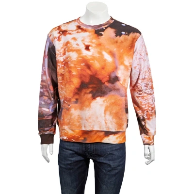 424 Men's Explosion Print Long-sleeve Cotton Jumper In Orange/red