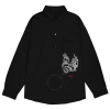 424 424 MEN'S PSYCHO EMBROIDERY LONG-SLEEVE SHIRT IN BLACK