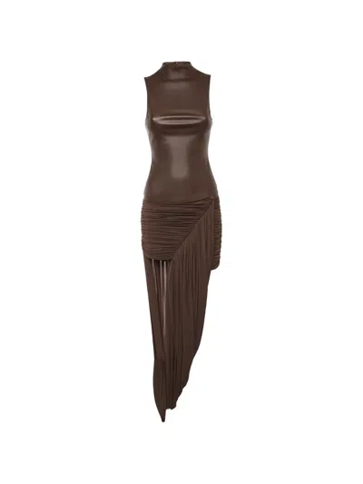 Pre-owned 424 Mesina Draped Maxi Dress In Brown