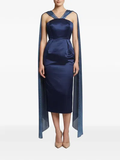 Pre-owned 424 Metallic-effect Midi Dress In Blue
