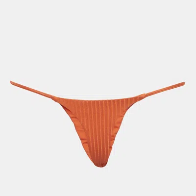 Pre-owned 424 Monday Swimwear Orange Knit Brazil Thong M