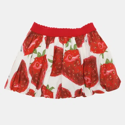 Pre-owned 424 Monnalisa Red Strawberry Printed Cotton Skirt 12 Months