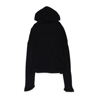 424 On Fairfax Black Mesh Long Sleeve Hoodie
