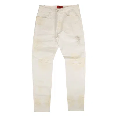 424 On Fairfax Distressed Jeans - White In Beige
