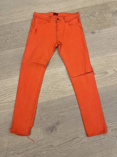 Pre-owned 424 On Fairfax New/unworn 424 Orange Denim Pants Size 32