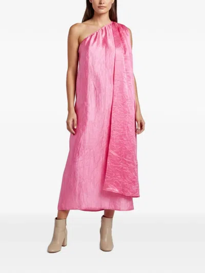 Pre-owned 424 One-shoulder Crushed Dress In Pink