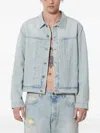 424 Blue Pleated Denim Jacket In Blue