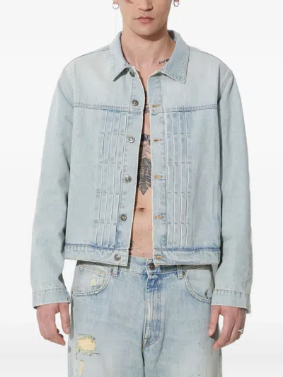 424 PLEATED-DETAIL DENIM JACKET