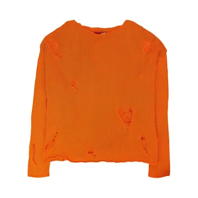 Pre-owned 424 Ripped Crewneck Sweatshirt 'orange' | Men's Size L