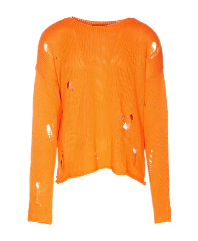 424 Ripped-detail Crew-neck Sweatshirt In Orange