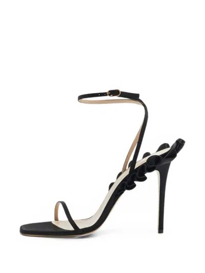 Pre-owned 424 Rouches Ankle Strap Sandals In Black
