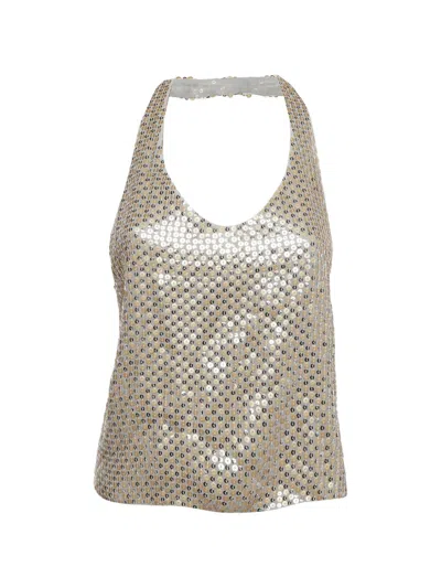 Pre-owned 424 Sequin-embellished Halterneck Top In Green