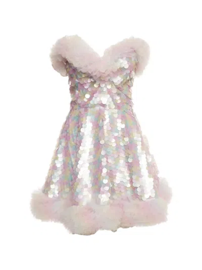 Pre-owned 424 Sequinned Ruffle Mini Dress In Pink