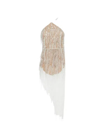 Pre-owned 424 Sketch-y Holly High-slit Evening Dress In White