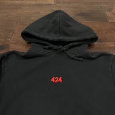 Pre-owned 424 Small Logo Embroidered Hoodie In Black