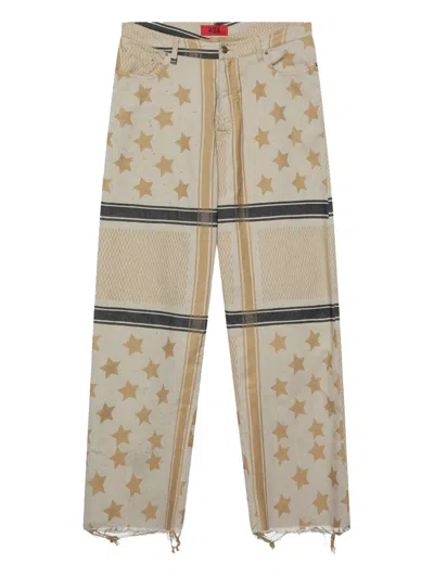 424 STAR-PATTERN FRAYED TROUSERS