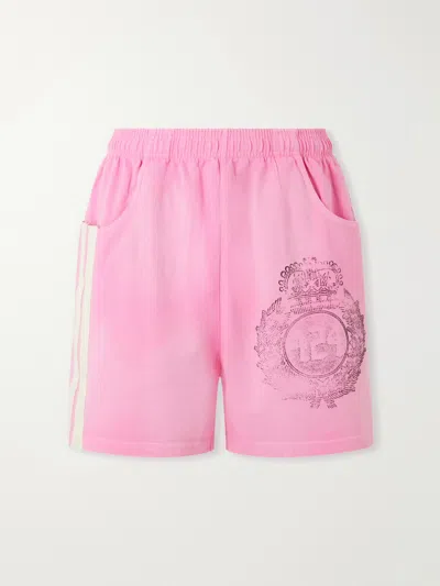 424 Straight-leg Logo-print Striped Cotton-jersey Drawstring Shorts In Pink