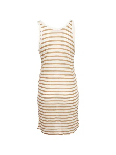Pre-owned 424 Striped Sleeveless Mini Dress In White