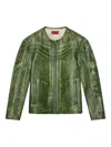 424 Tokyo Leather Jacket Green In Green