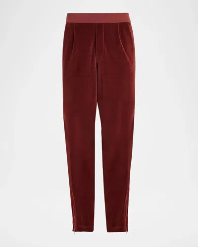 424 Trofeo Velour Track Pants In Burgundy
