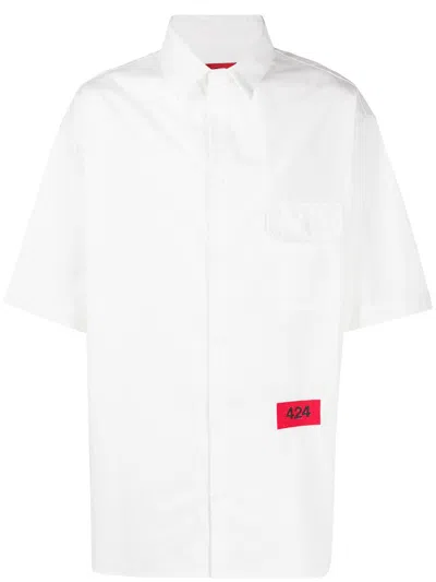 424 Button Down Flap Pocket Shirt In White
