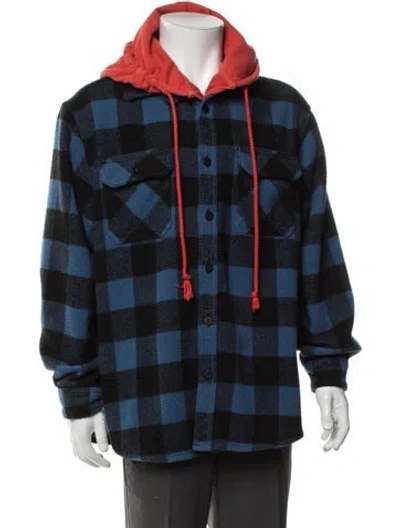 Pre-owned 424 Wool Plaid Print Jacket In Blue
