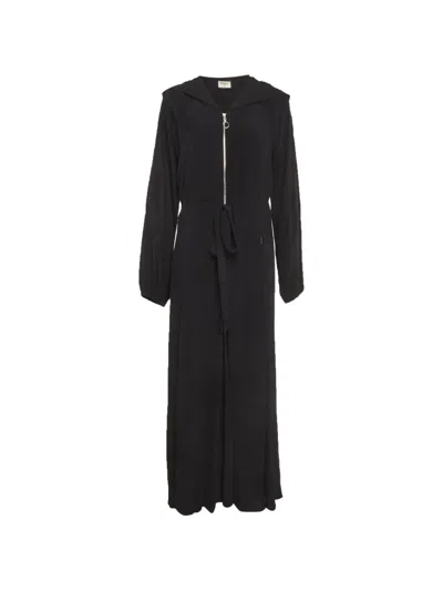 Pre-owned 424 Zipped Hooded Maxi Dress In Black