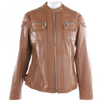 Pre-owned Michael Kors Leather Biker Jacket In Brown