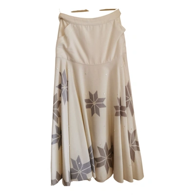 Pre-owned Byblos Wool Maxi Skirt In White