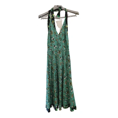 Pre-owned Issa Silk Mid-length Dress In Green