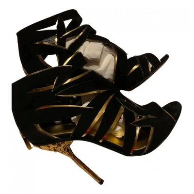 Pre-owned Giuseppe Zanotti Velvet Sandals In Black