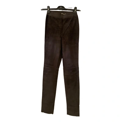 Pre-owned Dna Leather Slim Pants In Grey