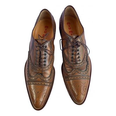 Pre-owned Miu Miu Leather Lace Ups In Brown