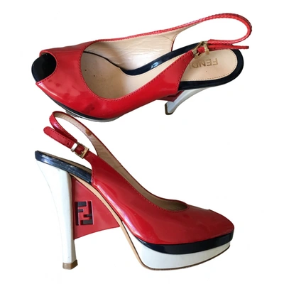 Pre-owned Fendi Patent Leather Sandals In Red