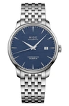 Mido Baroncelli Automatic Bracelet Watch, 40mm In Silver/ Blue/ Silver