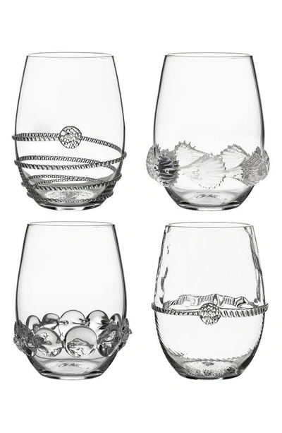 JULISKA JULISKA HERITAGE SET OF 4 ASSORTED STEMLESS WINE GLASSES,B545SETC