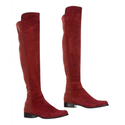 Pre-owned Stuart Weitzman Riding Boots In Red