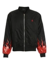Vision Of Super Black Nylon Bomber With Red Flames