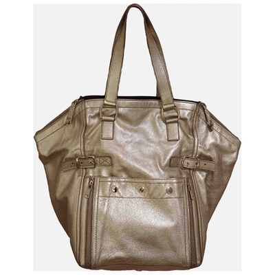 Pre-owned Saint Laurent Downtown Leather Tote In Gold