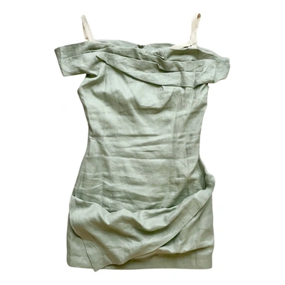 Pre-owned Jacquemus L'amour Linen Mini Dress In Green | ModeSens
