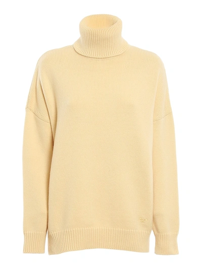 Tory Burch Oversized Merino Wool And Cashmere-blend Turtleneck Sweater In Yellow