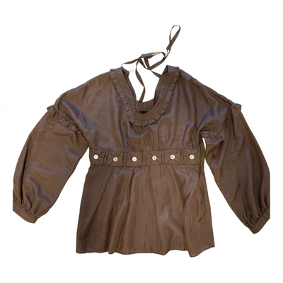Pre-owned Theory Silk Shirt In Brown