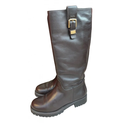 Pre-owned Dolce & Gabbana Leather Riding Boots In Brown