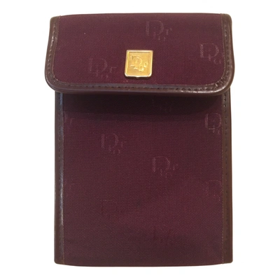 Pre-owned Dior Cloth Wallet In Burgundy